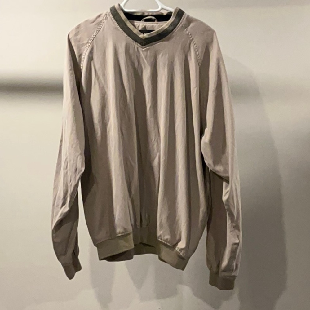 Beige V-Neck Pullover Sweater